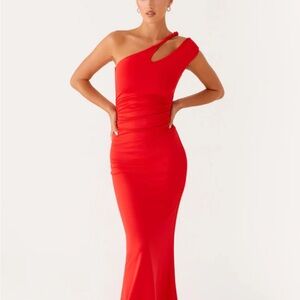 Peppermayo Vibrant Red One-Shoulder Dress